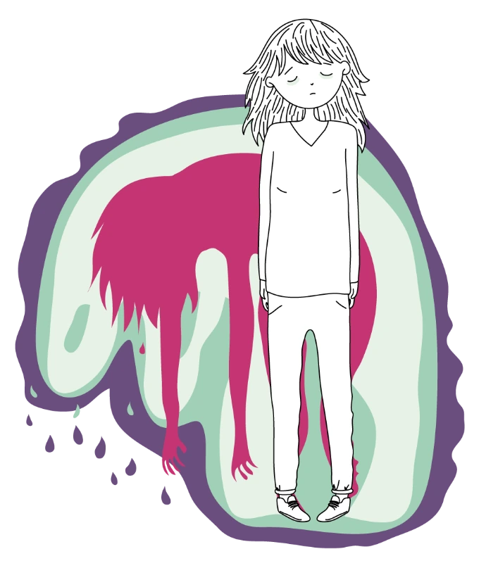 Illustration d’une femme épuisée à force de porter ses relations et de s’oublier.