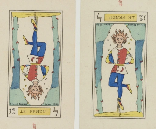 Carte du Pendu, tarot d'Oswald Wirth, symbole du lâcher prise
